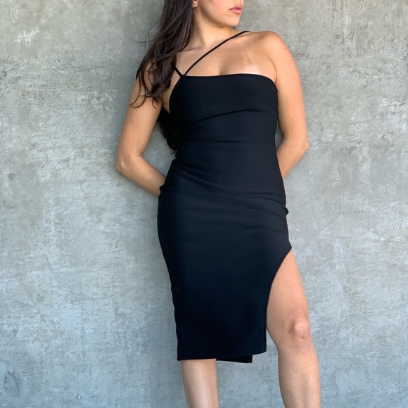 Like New Bandage Like Bodycon Midi Dress- Black - Picture 2 of 15